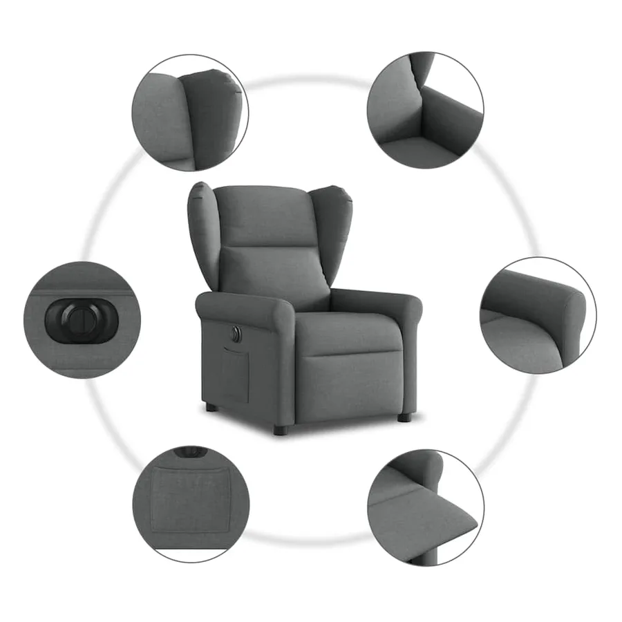 Fauteuil inclinable électrique Gris foncé Tissu - 10