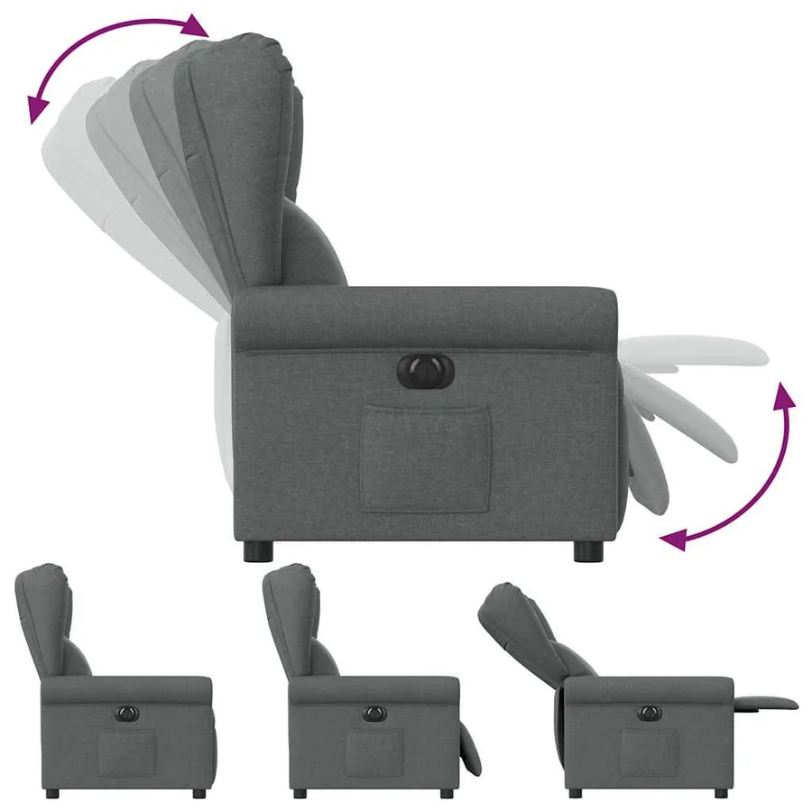 Fauteuil inclinable électrique Gris foncé Tissu - 7