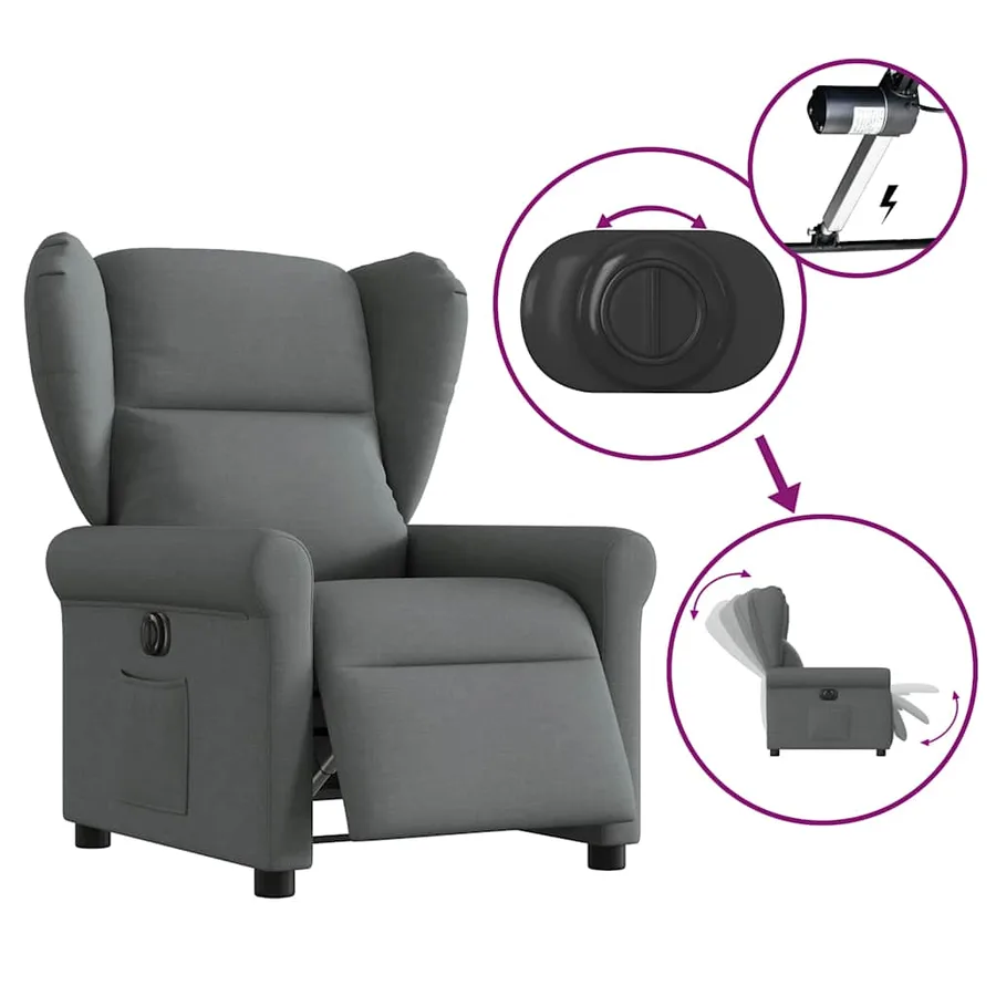 Fauteuil inclinable électrique Gris foncé Tissu - 8