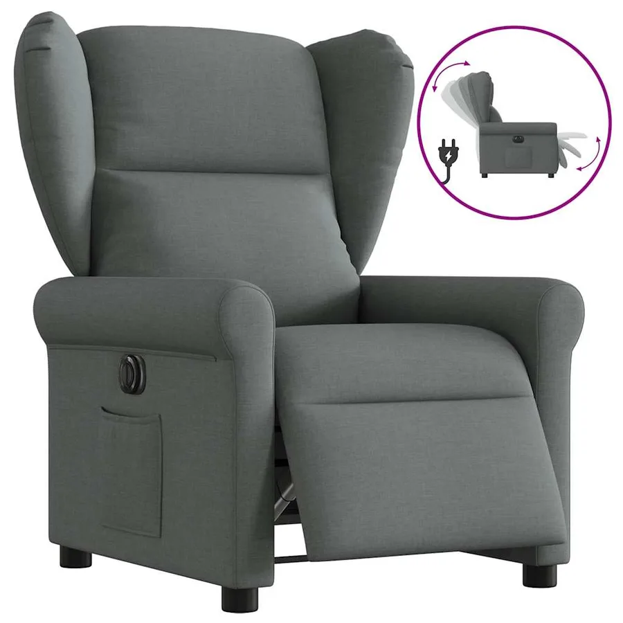 Fauteuil inclinable électrique Gris foncé Tissu - 9