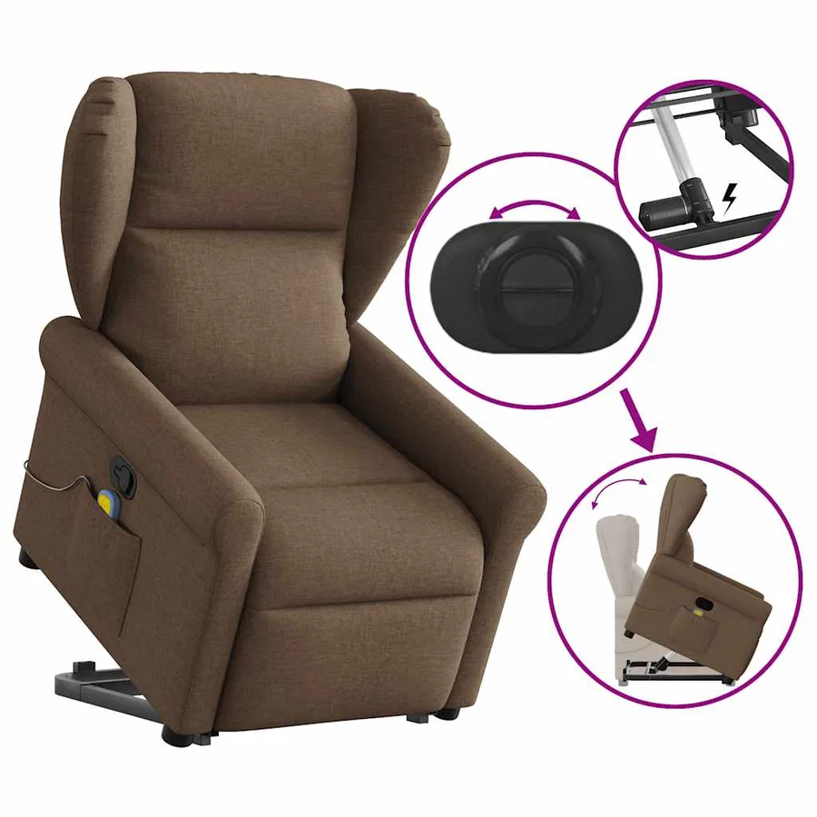 Fauteuil de massage inclinable Marron Tissu - 8