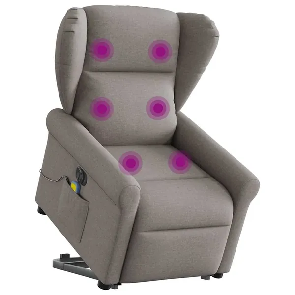 Fauteuil inclinable de massage électrique Taupe Tissu