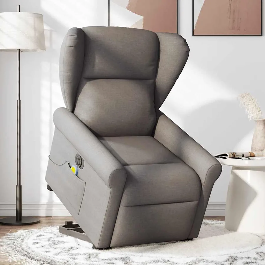 Fauteuil inclinable de massage électrique Taupe Tissu - 2