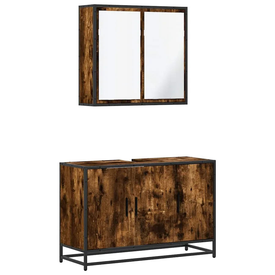 Ensemble de meubles de salle de bain 2 pcs Chêne fumé - 2