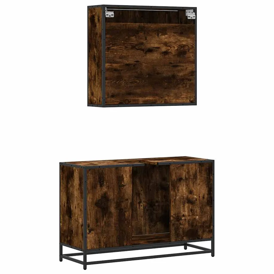 Ensemble de meubles de salle de bain 2 pcs Chêne fumé - 7