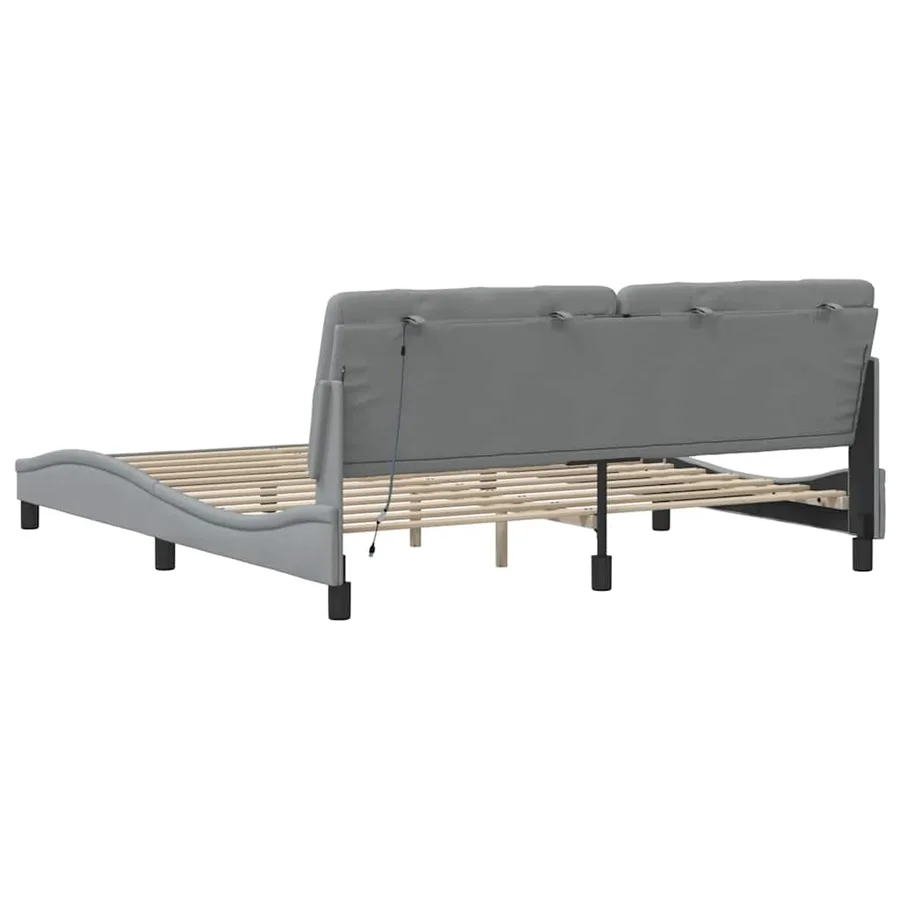 Cadre de lit avec LED sans matelas gris clair 180x200 cm tissu - 10