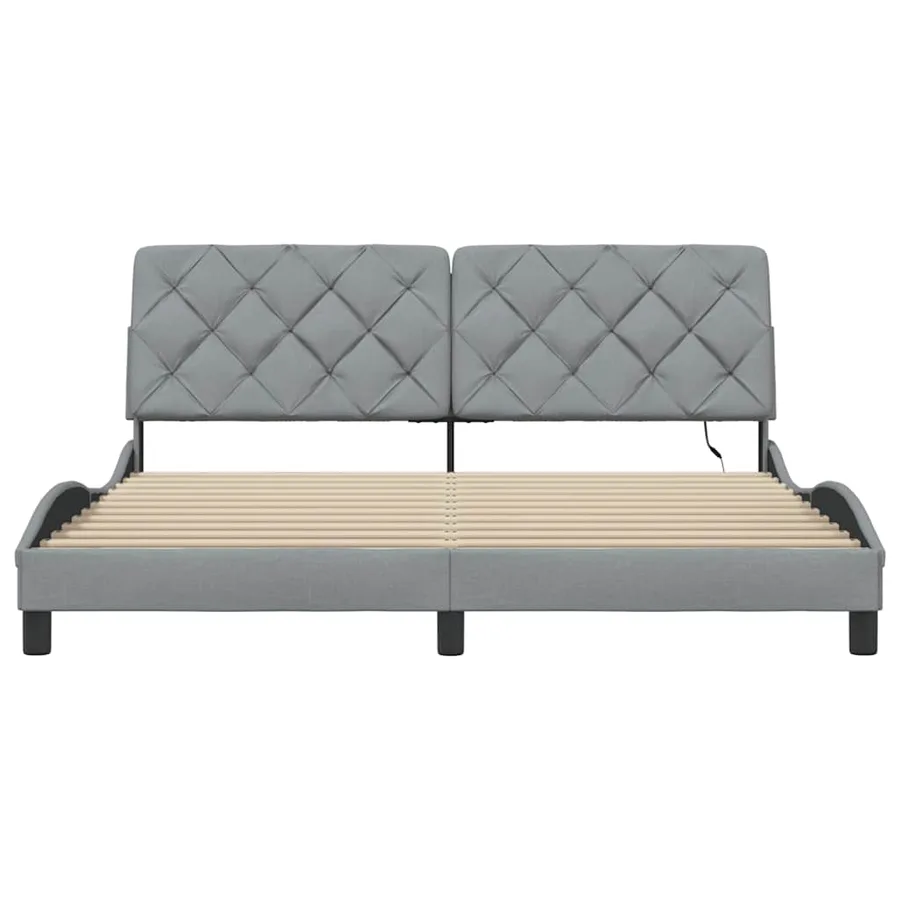 Cadre de lit avec LED sans matelas gris clair 180x200 cm tissu - 6