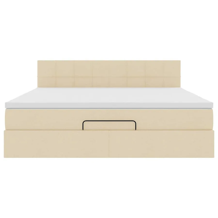 Cadre de lit ottoman avec matelas crème 160x200 cm tissu - 7