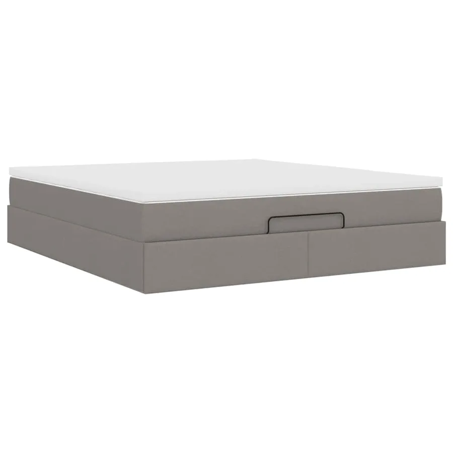Cadre de lit ottoman avec matelas taupe 160x200 cm tissu - 10