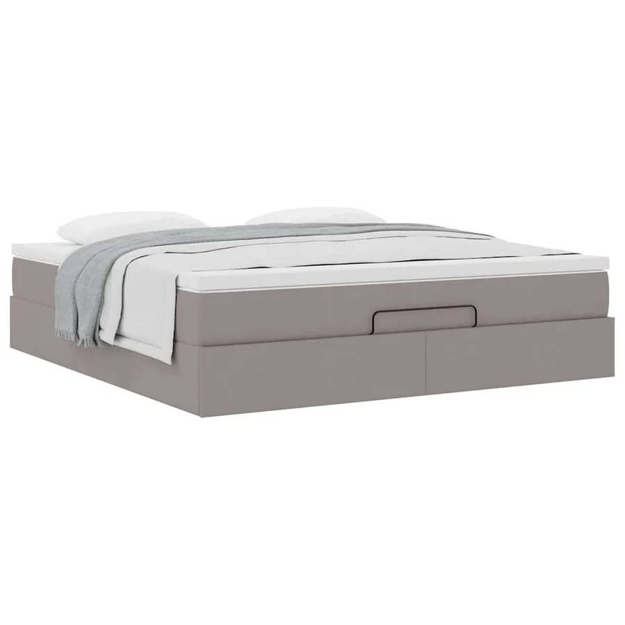 Cadre de lit ottoman avec matelas taupe 160x200 cm tissu - 4