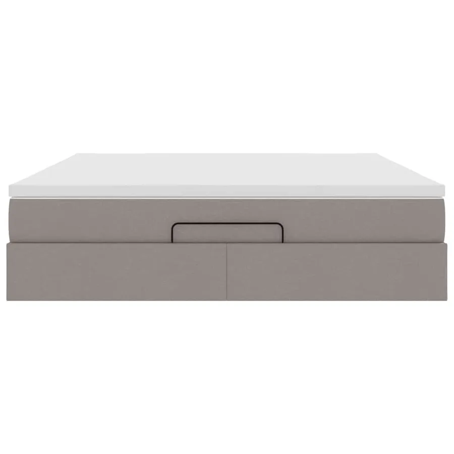 Cadre de lit ottoman avec matelas taupe 160x200 cm tissu - 7