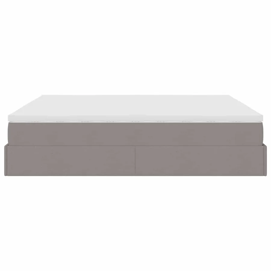 Cadre de lit ottoman avec matelas taupe 160x200 cm tissu - 9