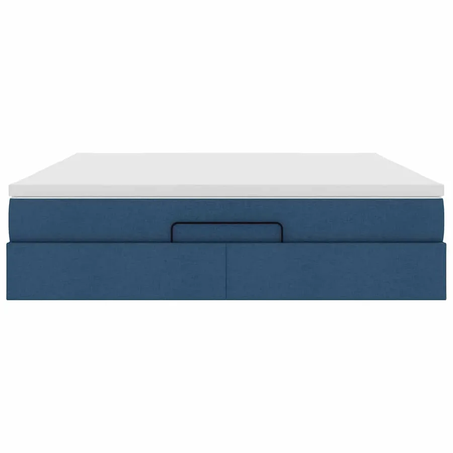 Cadre de lit ottoman avec matelas bleu 160x200 cm tissu - 7
