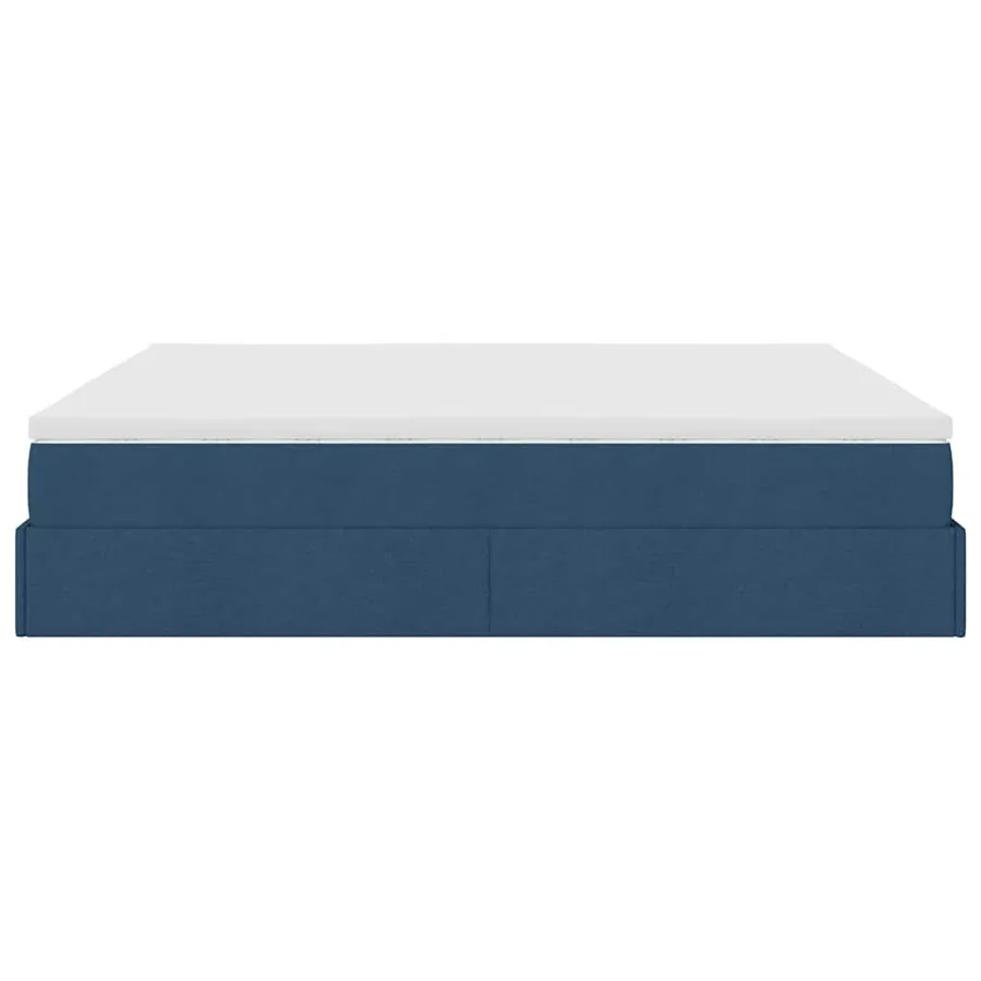 Cadre de lit ottoman avec matelas bleu 160x200 cm tissu - 9