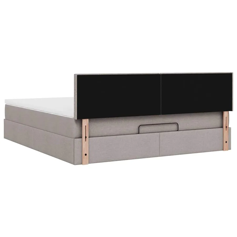 Cadre de lit ottoman avec matelas taupe 160x200 cm tissu - 12