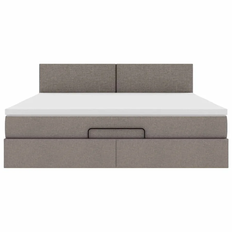 Cadre de lit ottoman avec matelas taupe 160x200 cm tissu - 8