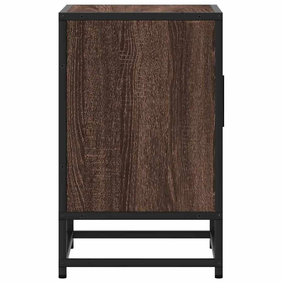 Table de chevet chêne marron 40x31x50cm bois d'ingénierie métal - 6