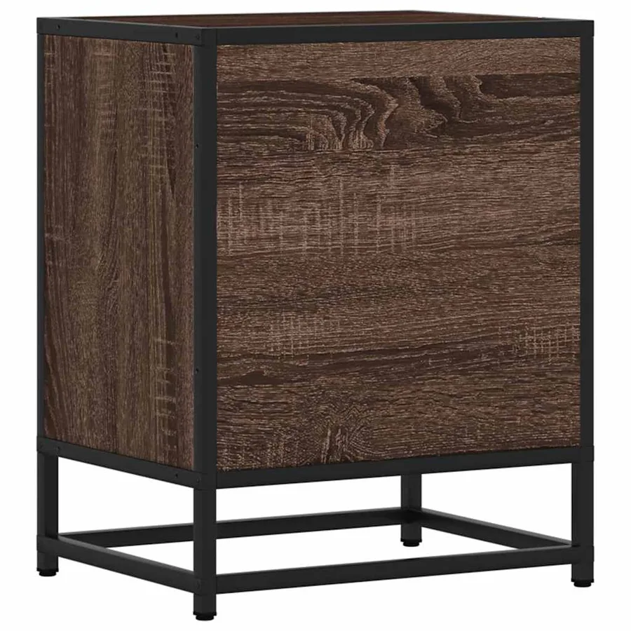 Table de chevet chêne marron 40x31x50cm bois d'ingénierie métal - 7