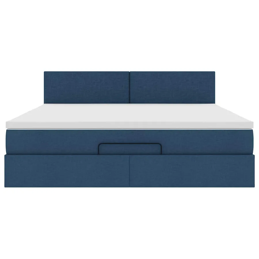 Cadre de lit ottoman avec matelas bleu 180x200 cm tissu - 7