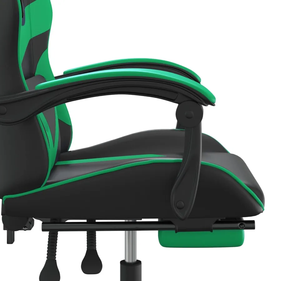 Chaise de jeu avec repose-pied Noir et vert Similicuir - 10