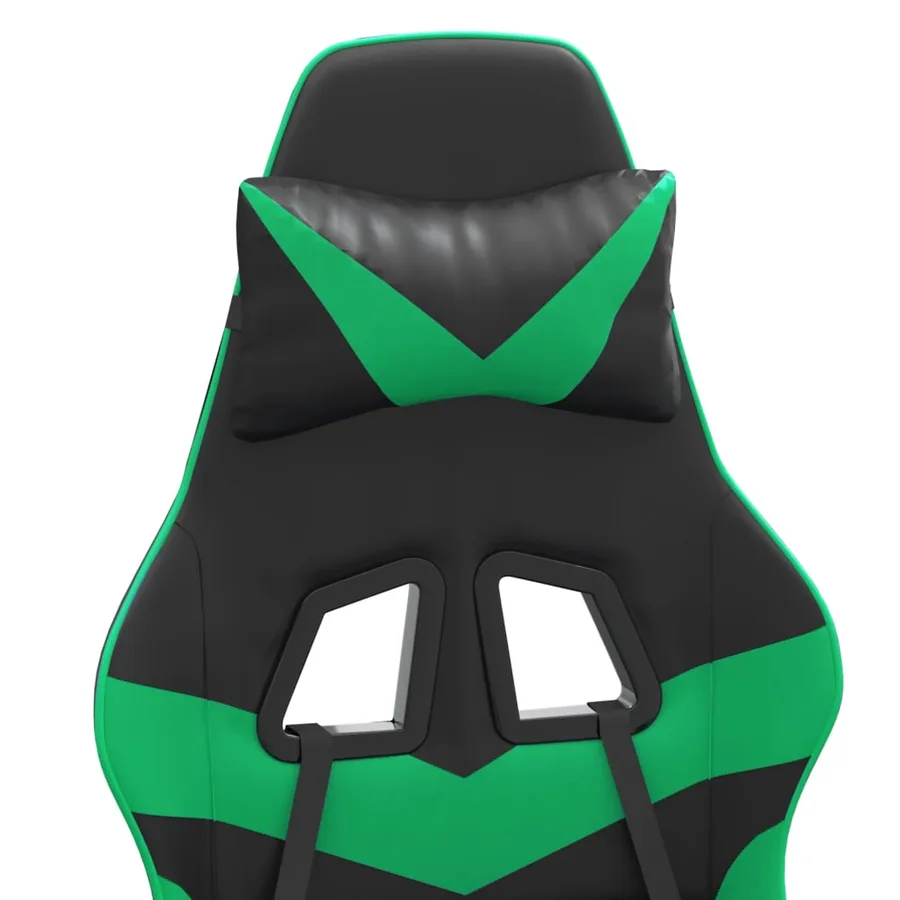 Chaise de jeu avec repose-pied Noir et vert Similicuir - 11