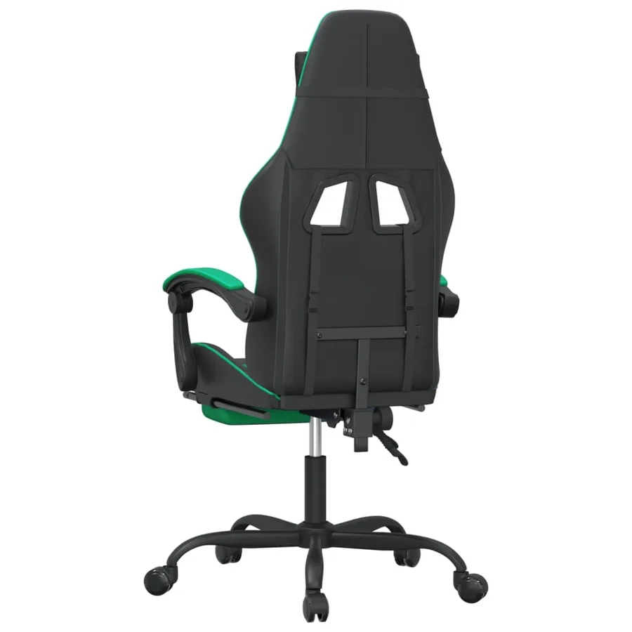 Chaise de jeu avec repose-pied Noir et vert Similicuir - 5