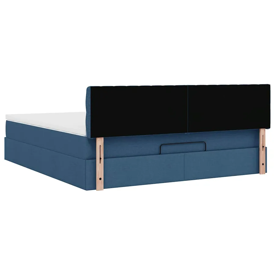 Cadre de lit ottoman avec matelas bleu 180x200 cm tissu - 11