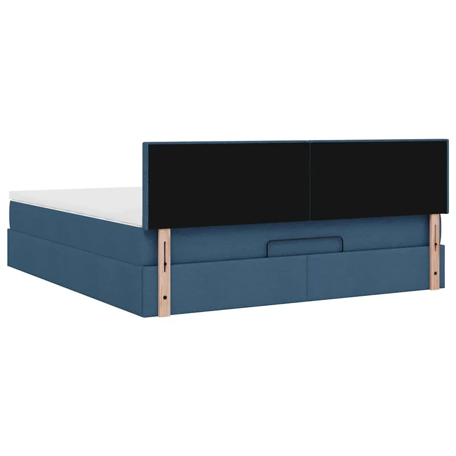 Lit ottoman avec matelas et LED bleu 180x200cm tissu - 12