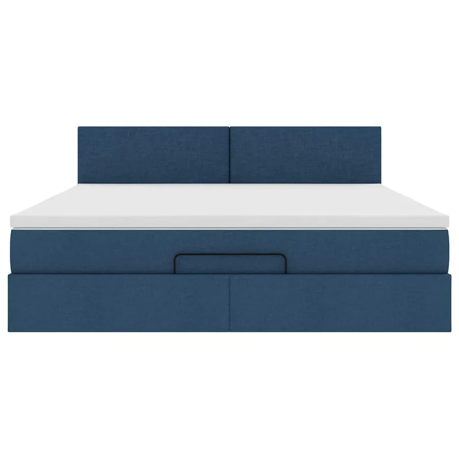 Lit ottoman avec matelas et LED bleu 180x200cm tissu - 8