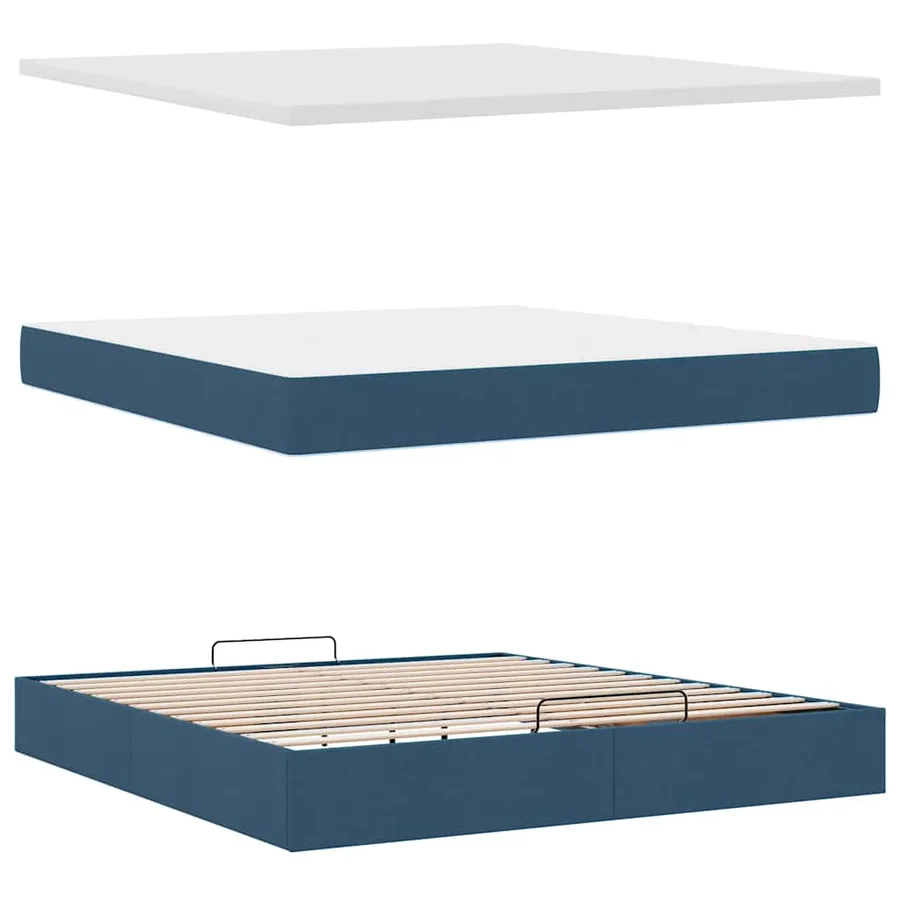 Lit ottoman avec matelas et LED bleu 180x200cm tissu - 9