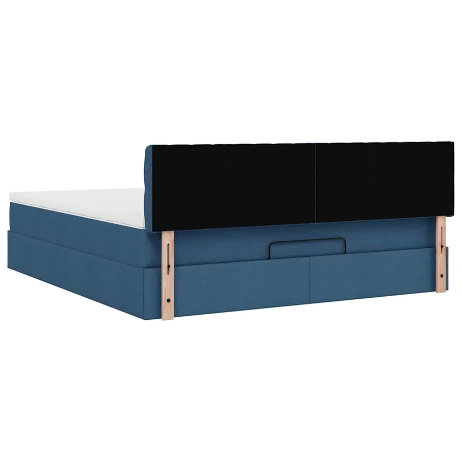 Lit ottoman avec matelas et LED bleu 180x200cm tissu - 12