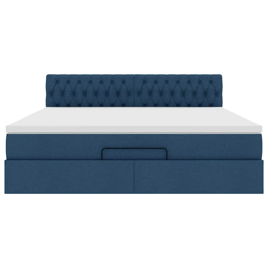 Lit ottoman avec matelas et LED bleu 180x200cm tissu - 8
