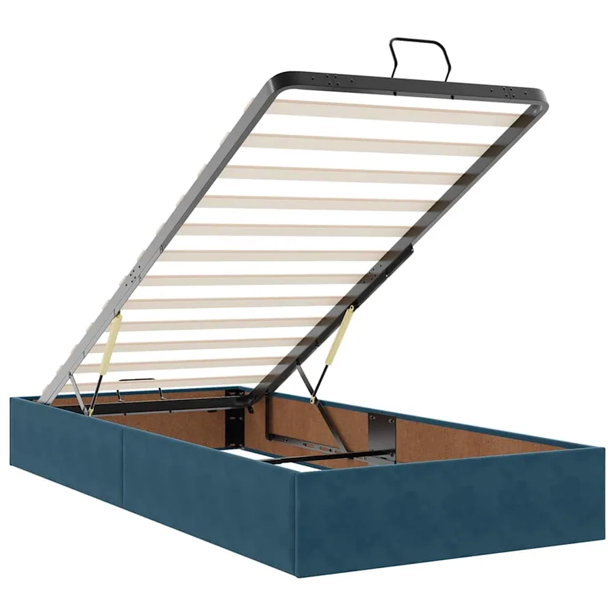 Cadre de lit ottoman avec matelas bleu foncé 200x200 cm velours - 10