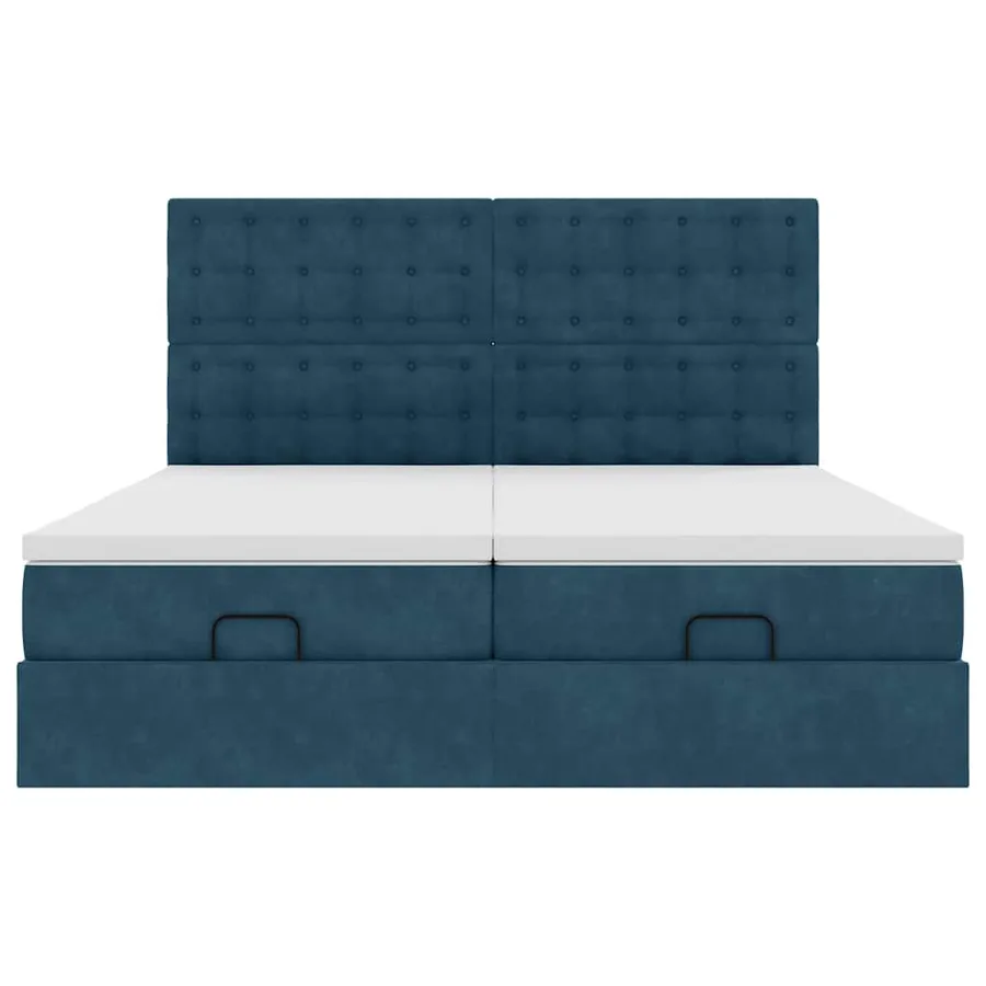 Cadre de lit ottoman avec matelas bleu foncé 200x200 cm velours - 7
