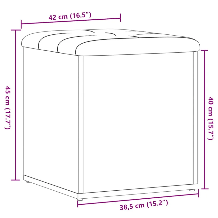 Banc de rangement vieux bois 42x42x45 cm bois d'ingénierie - 8