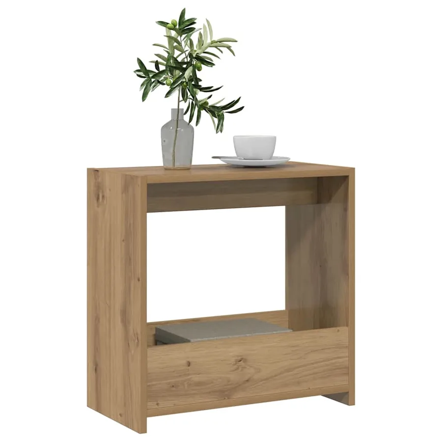 Table d'appoint chêne artisanal 50x26x50 cm bois d'ingénierie - 3