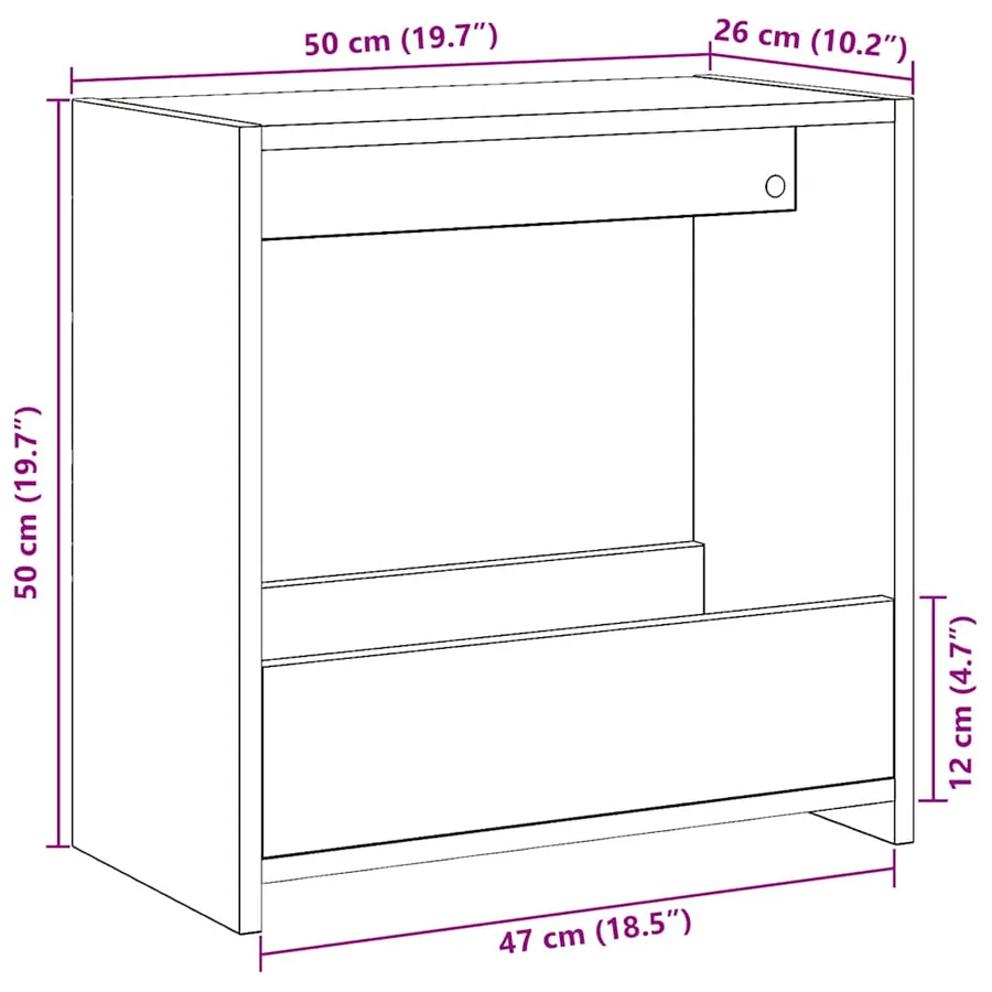 Table d'appoint chêne artisanal 50x26x50 cm bois d'ingénierie - 9
