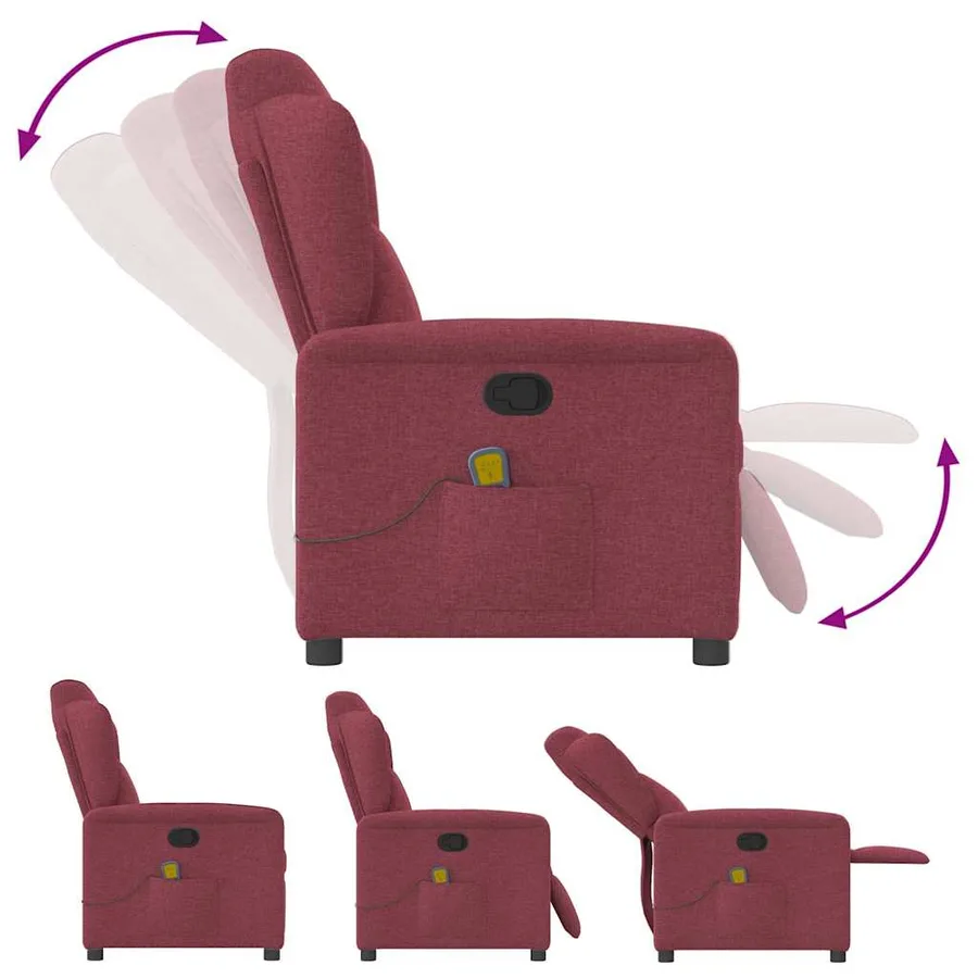 Fauteuil de massage inclinable Rouge bordeaux Tissu - 6