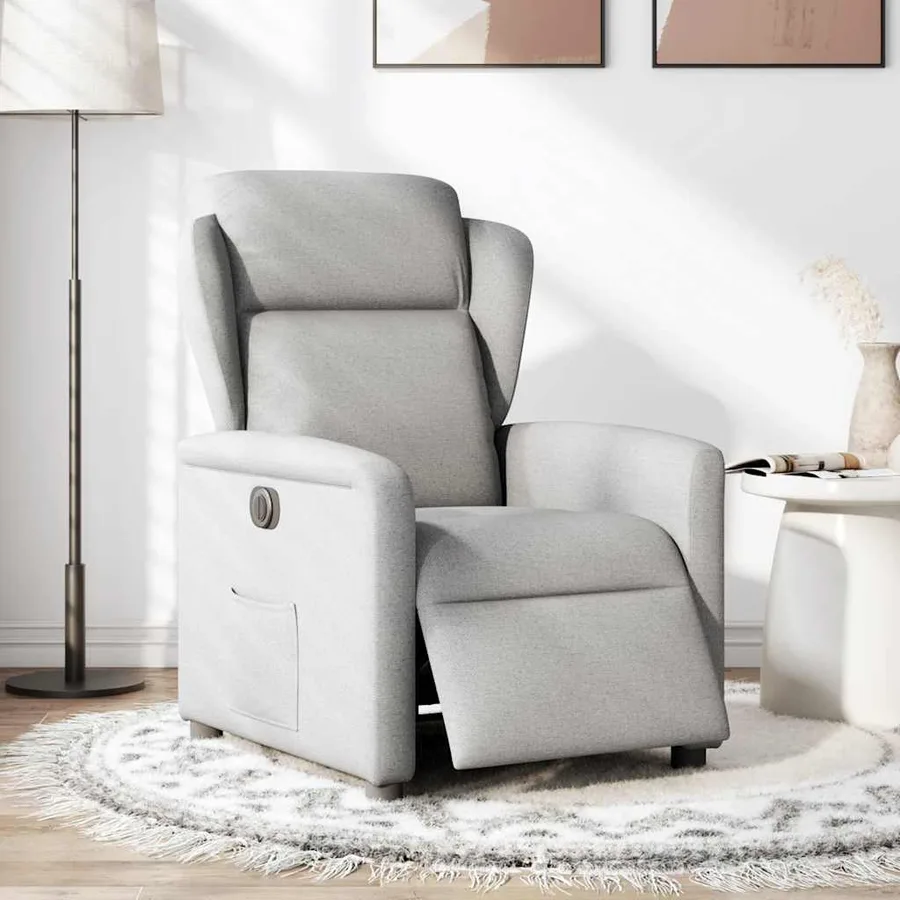 Fauteuil inclinable électrique gris nuage tissu - 2
