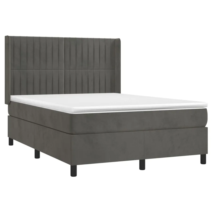 Sommier à lattes de lit matelas et LED Gris foncé 140x190 cm - 4