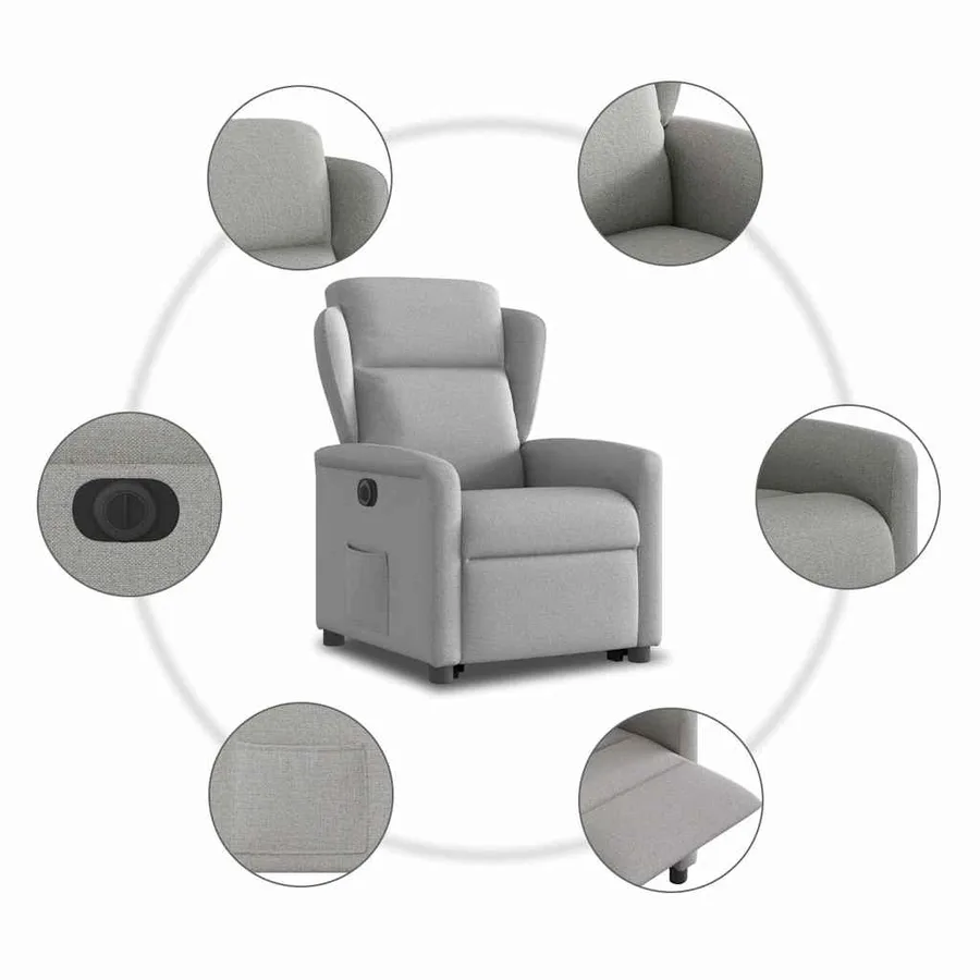 Fauteuil inclinable électrique gris nuage tissu - 11