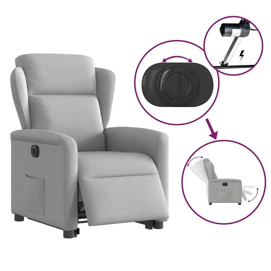 Fauteuil inclinable électrique gris nuage tissu - 9