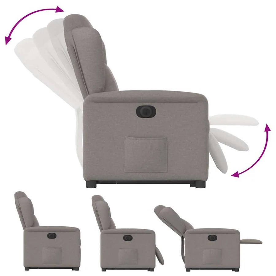 Fauteuil inclinable électrique taupe tissu - 10