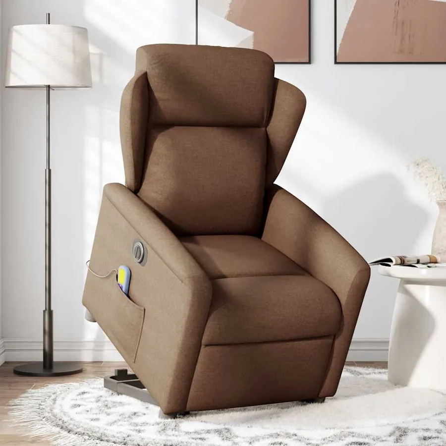 Fauteuil inclinable de massage électrique Marron Tissu - 2