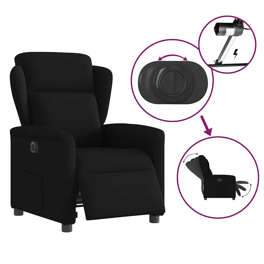 Fauteuil inclinable électrique Noir Tissu - 8