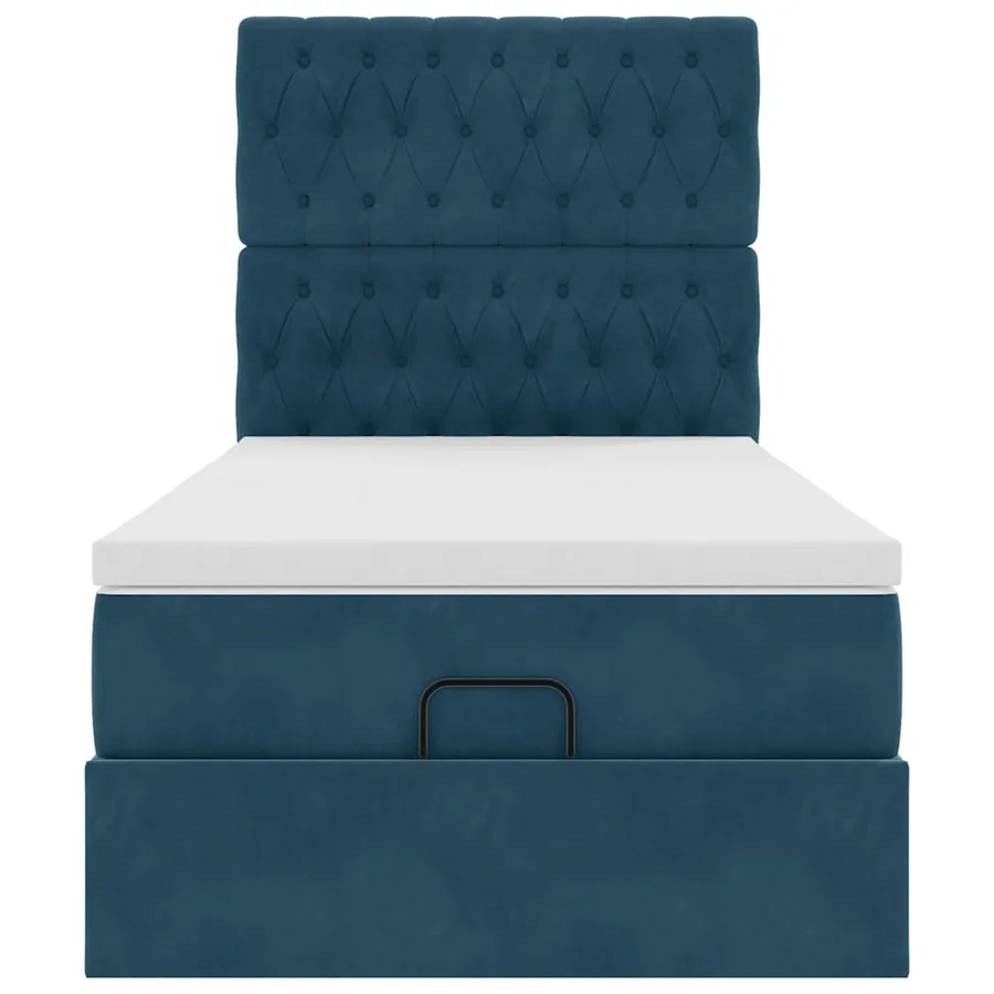 Cadre de lit ottoman avec matelas bleu foncé 80x200 cm velours - 8