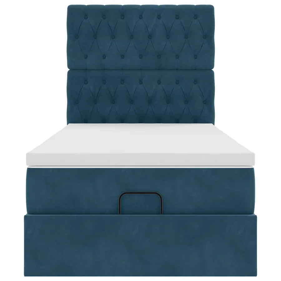 Cadre de lit ottoman avec matelas bleu foncé 80x200 cm velours - 7