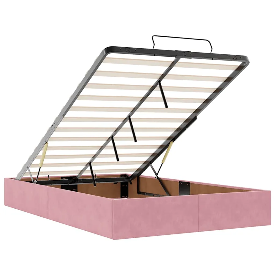 Cadre de lit ottoman avec matelas rose 120x200 cm velours - 12