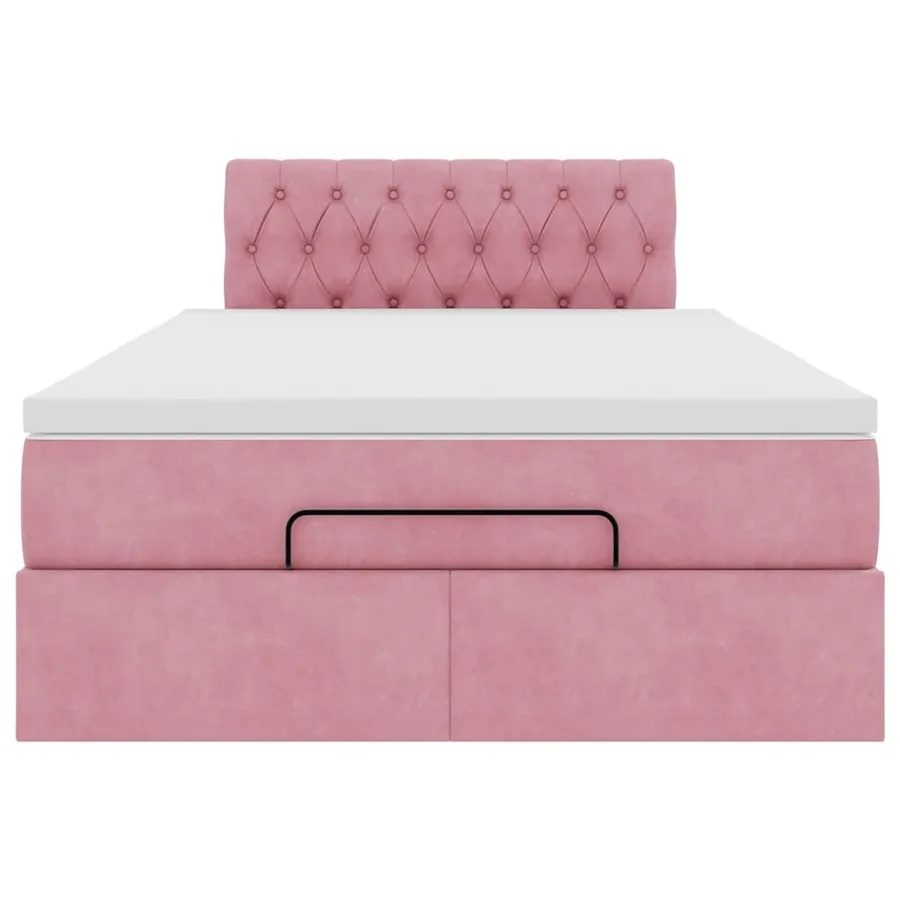Cadre de lit ottoman avec matelas rose 120x200 cm velours - 7