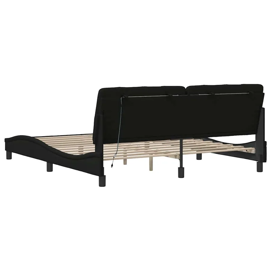 Cadre de lit avec LED sans matelas noir 180x200 cm tissu - 10